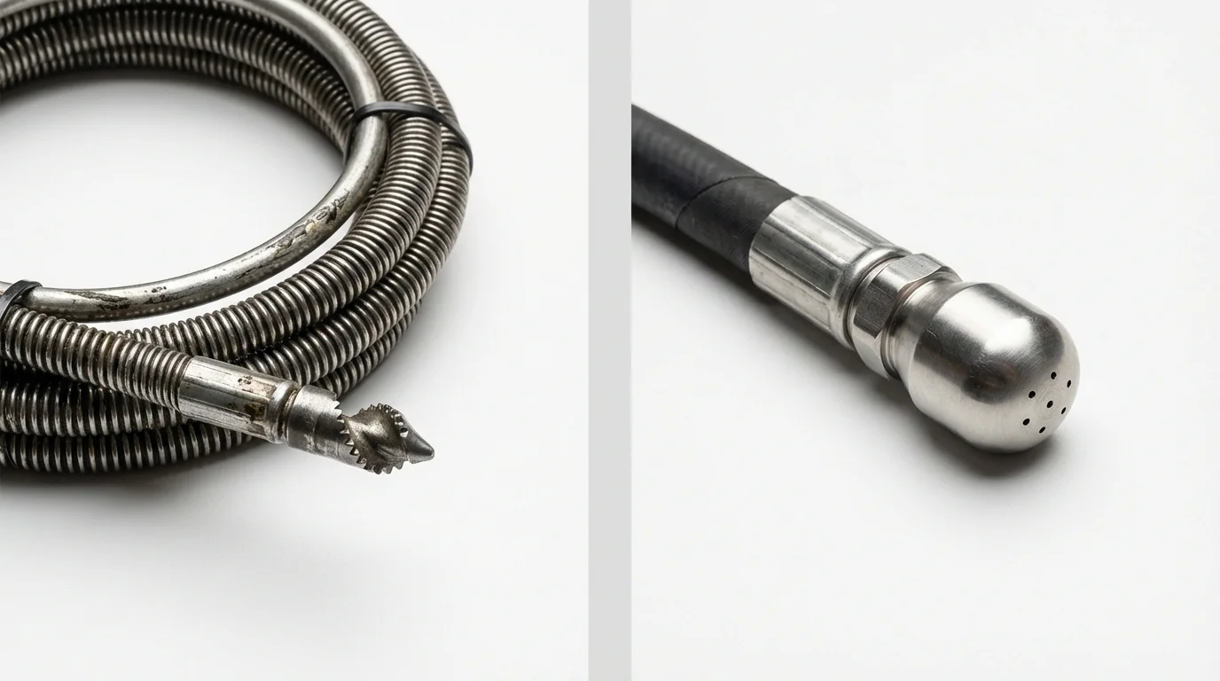 Drain snake cable and hydro jetting nozzle used for drain cleaning in Celina, TX