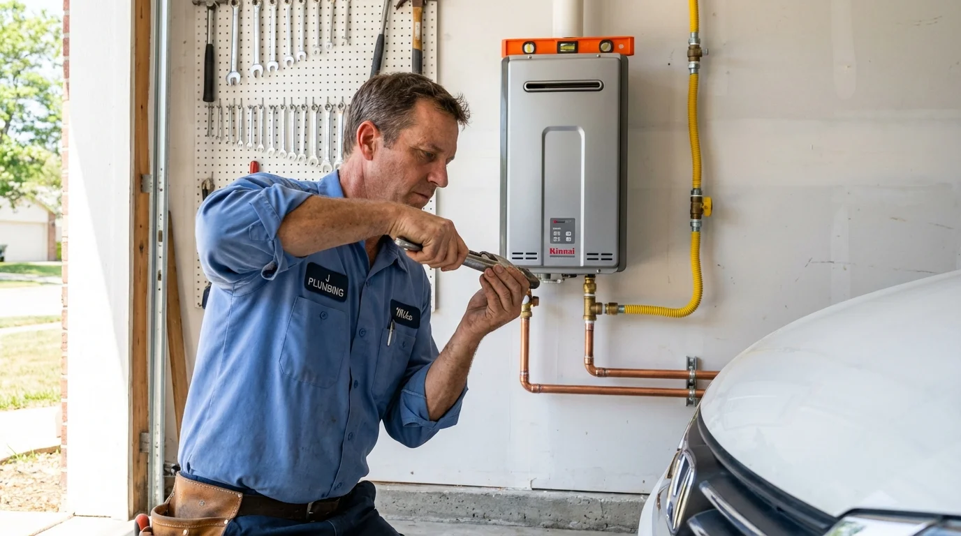 Tankless water heater installation by a Johns Plumbing LLC plumber in Celina